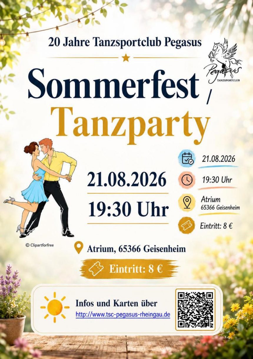 Tanzparty & Sommerfest – 20 Jahre Pegasus – 21.08.2026